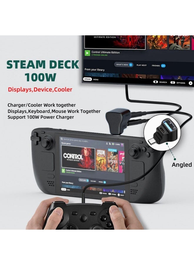 fantasize محول 2 في 1 USB C إلى USB 3.0/USB C أنثوي 20Gbps PD100W 4K60Hz لفصل الإشارة للتلفاز عالي الدقة/القرص/لوحة المفاتيح/الفأرة يدعم الطاقة للمبرد والإضاءة - Image 2